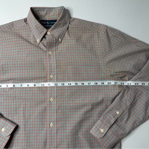 Ralph Lauren Mens Classic Fit Orange and Blue Plaid Button Down Size Small - Picture 5 of 8